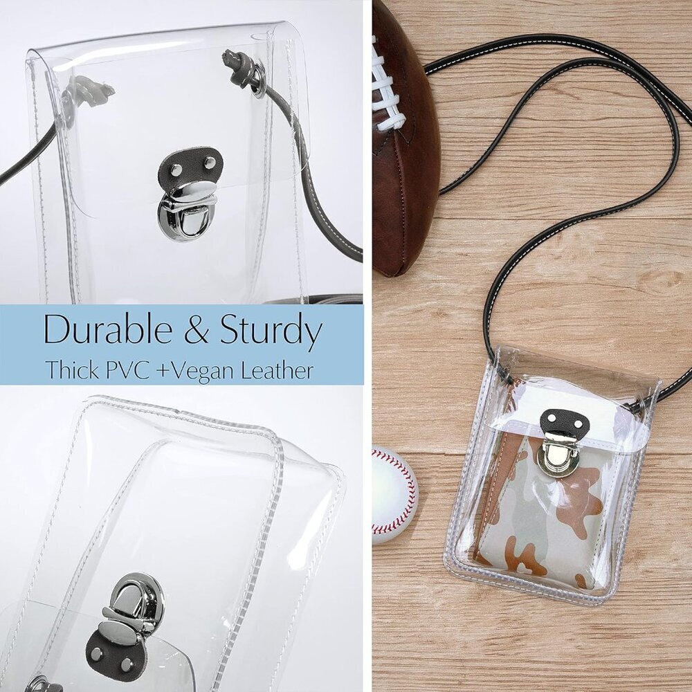 Clear PVC Small Crossbody Bag for Stadium Approved Women Cell Phone Purse - Picture 4 of 5